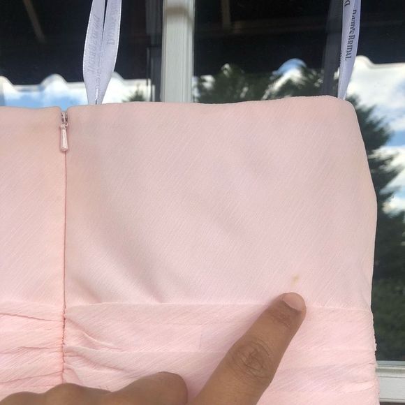 David’s Bridal Pink Blush Strapless Chiffon Party/Bridesmaid Dress with Ruffles - Picture 6 of 9